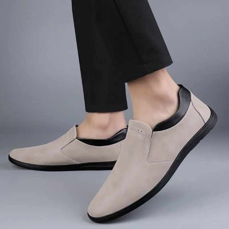 Men Party Loafers Suede Vamp Outdoor Wedding Solid Color Round Toe Slip On