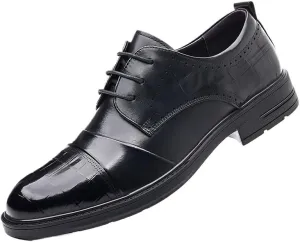 Men's Brogue Oxford Shoes Mens Patent Leather Formal Business Dress Shoes Classic Lace Up Brogue Shoes(7.5)