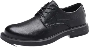 Men's Business Casual Leather Oxfords, Wide Toe Dress Shoes for Men, Easy Lace-Up Breathable Comfort Ideal for Work