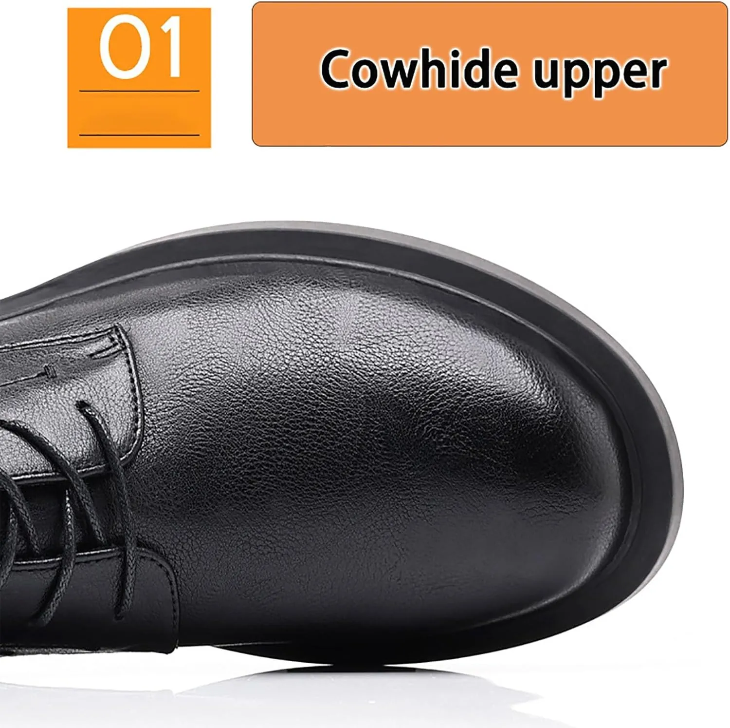 Men's Business Casual Leather Oxfords, Wide Toe Dress Shoes for Men, Easy Lace-Up Breathable Comfort Ideal for Work