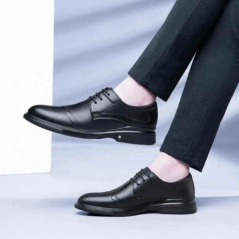 Men's Business Dress Shoes, Leather Pointy, Breathable Brogues Pointed Toe Dress Shoes