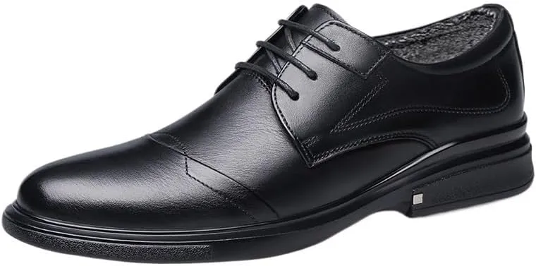Men's Business Dress Shoes, Leather Pointy, Breathable Brogues Pointed Toe Dress Shoes