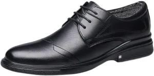Men's Business Dress Shoes, Leather Pointy, Breathable Brogues Pointed Toe Dress Shoes