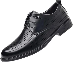 Men's Business Formal Leather Sandals Summer Breathable Leather Shoes Hollow-Out Cowhide Casual Men's Dress Shoes(8.5)