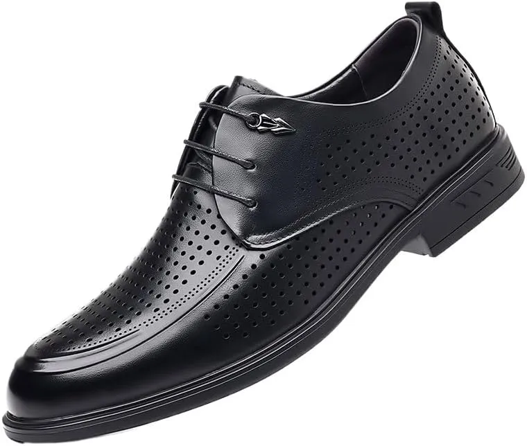 Men's Business Formal Leather Sandals Summer Breathable Leather Shoes Hollow-Out Cowhide Casual Men's Dress Shoes(8.5)