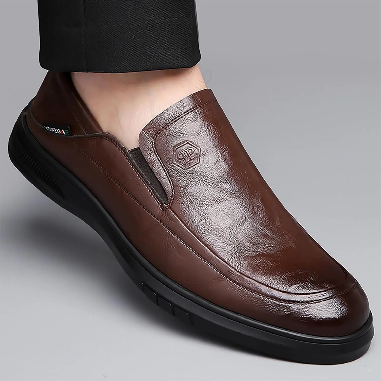 Men's Casual Dress Slip-on Shoes, Comfortable Leather Oxfords, Soft Sole & Breathable Ideal for Office Wedding & Business Occasions