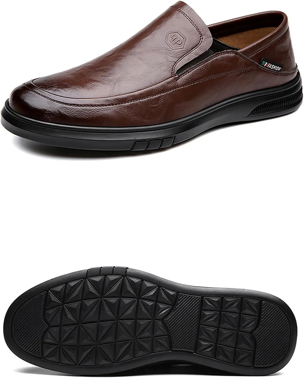 Men's Casual Dress Slip-on Shoes, Comfortable Leather Oxfords, Soft Sole & Breathable Ideal for Office Wedding & Business Occasions