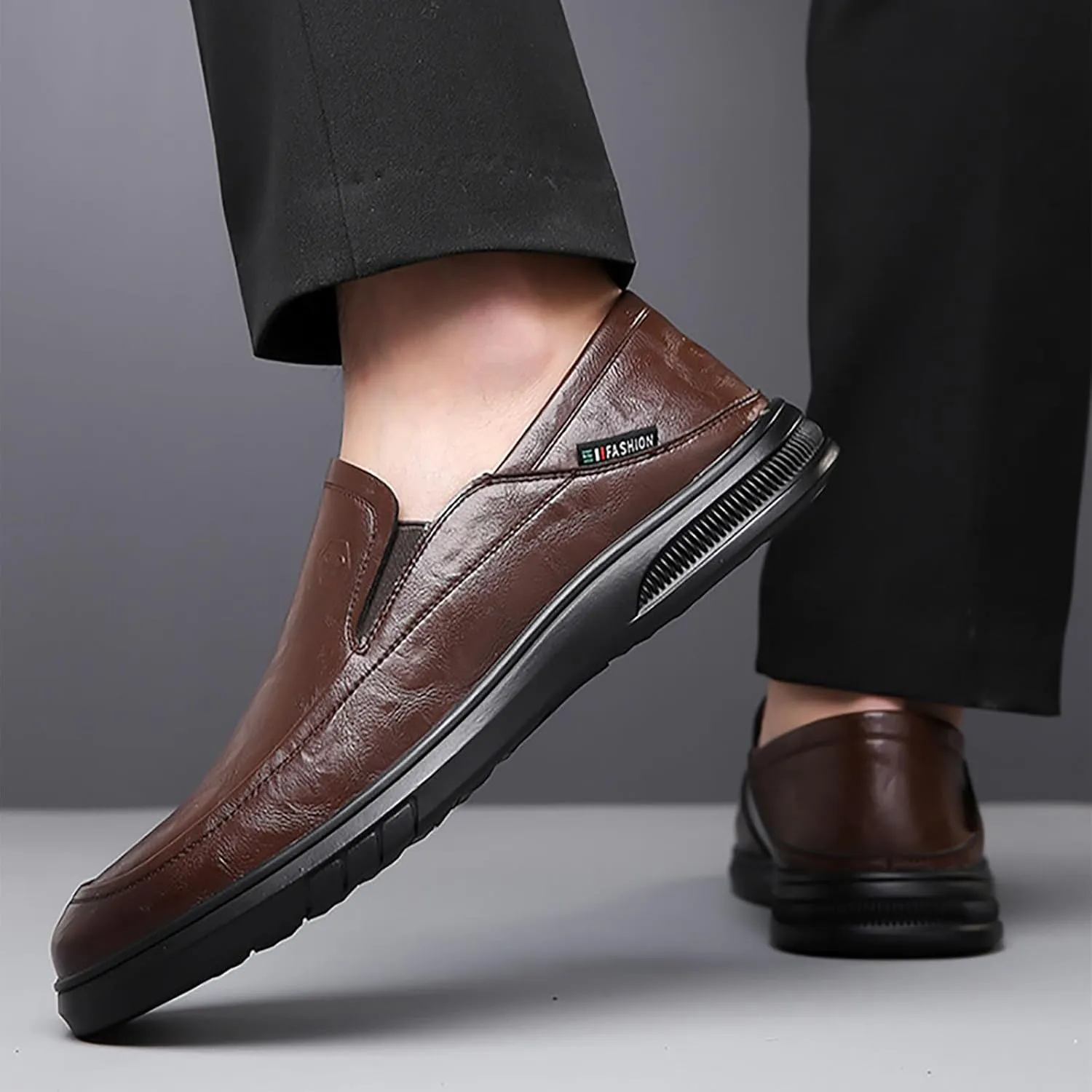 Men's Casual Dress Slip-on Shoes, Comfortable Leather Oxfords, Soft Sole & Breathable Ideal for Office Wedding & Business Occasions