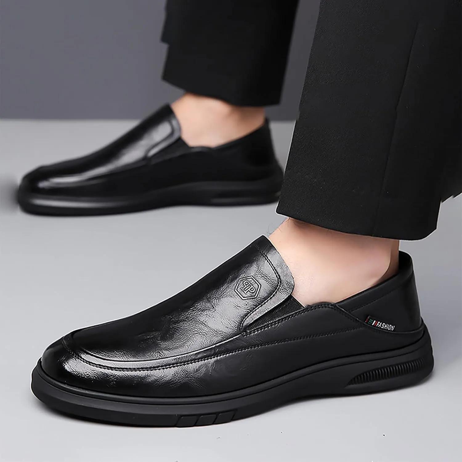 Men's Casual Dress Slip-on Shoes, Comfortable Leather Oxfords, Soft Sole & Breathable Ideal for Office Wedding & Business Occasions