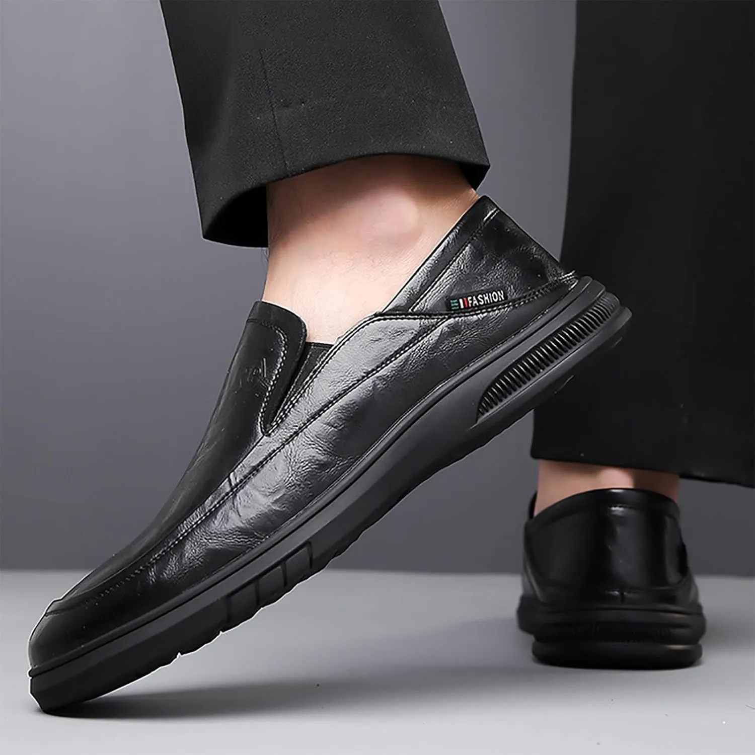 Men's Casual Dress Slip-on Shoes, Comfortable Leather Oxfords, Soft Sole & Breathable Ideal for Office Wedding & Business Occasions