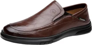 Men's Casual Dress Slip-on Shoes, Comfortable Leather Oxfords, Soft Sole & Breathable Ideal for Office Wedding & Business Occasions