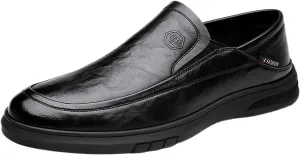 Men's Casual Dress Slip-on Shoes, Comfortable Leather Oxfords, Soft Sole & Breathable Ideal for Office Wedding & Business Occasions