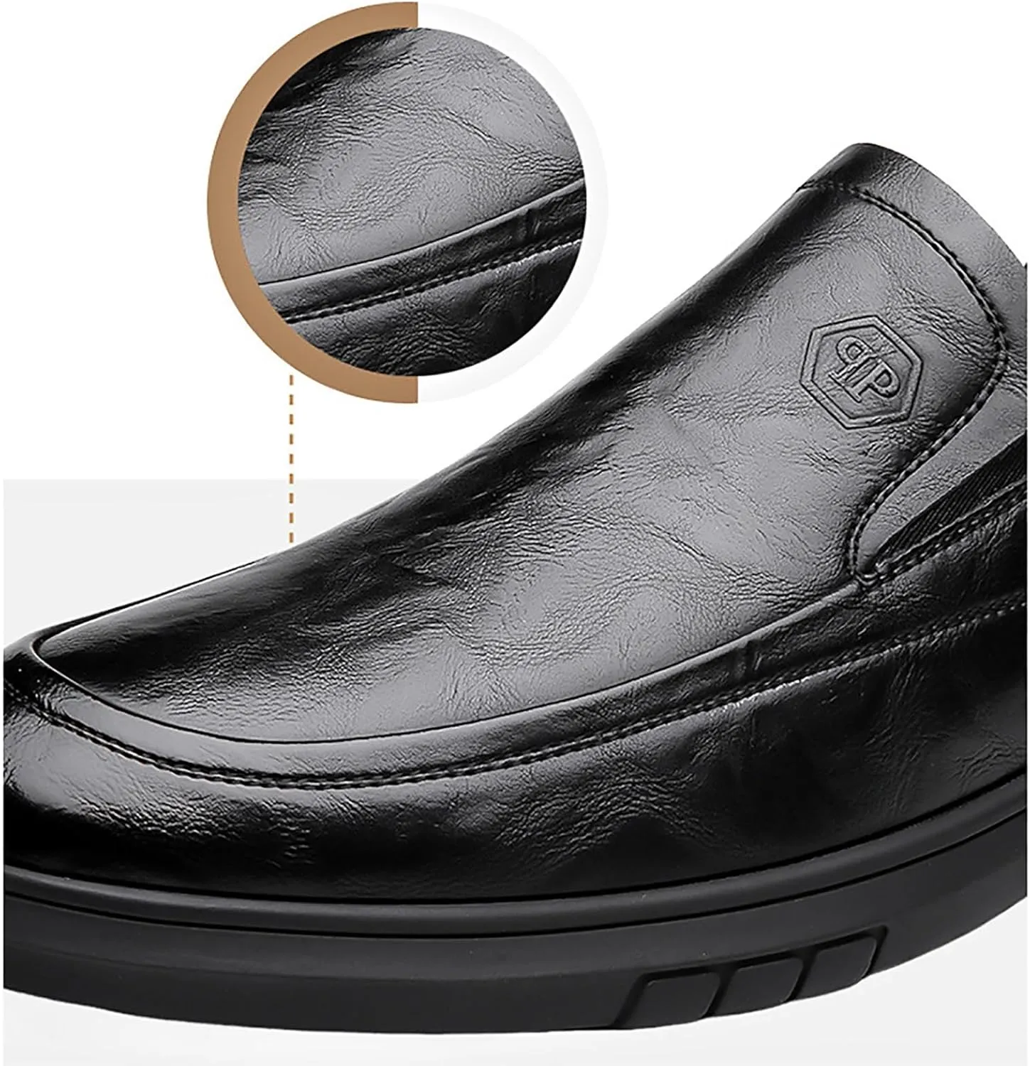 Men's Casual Dress Slip-on Shoes, Comfortable Leather Oxfords, Soft Sole & Breathable Ideal for Office Wedding & Business Occasions