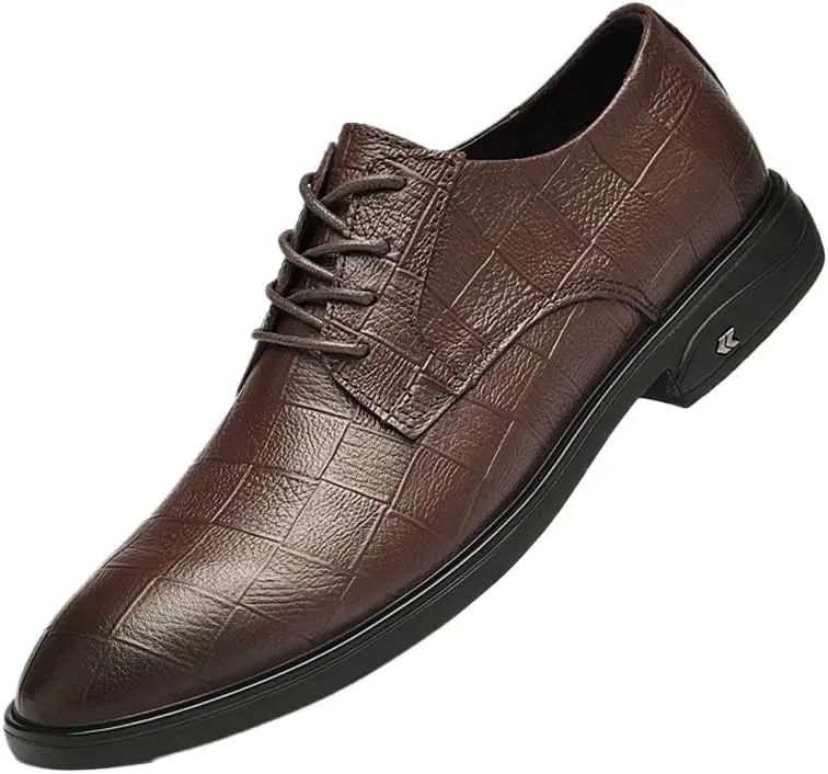 Men's Classic Lace-up Casual Business Formal Oxfords Shoes Mens Non Slip Leather Dress Shoes