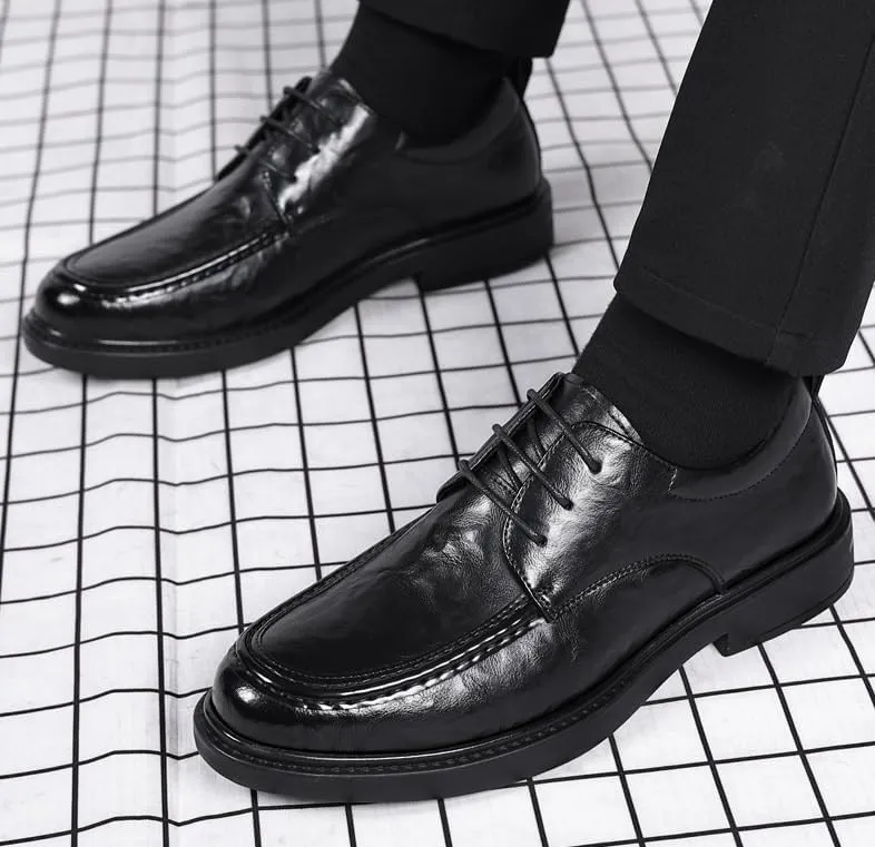 Mens Classic Leather Dress Shoes Casual Business Formal Men Oxford Lace-up Wedding Tuxedo Shoes
