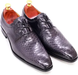Men's Classic Oxfords Formal Dress Shoes Brogues Derbys Breathable Leather Lace-ups,Grey-43