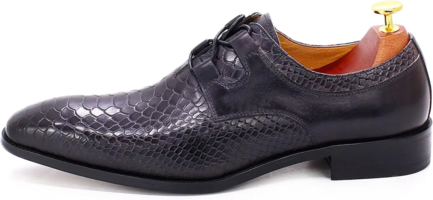 Men's Classic Oxfords Formal Dress Shoes Brogues Derbys Breathable Leather Lace-ups,Grey-43