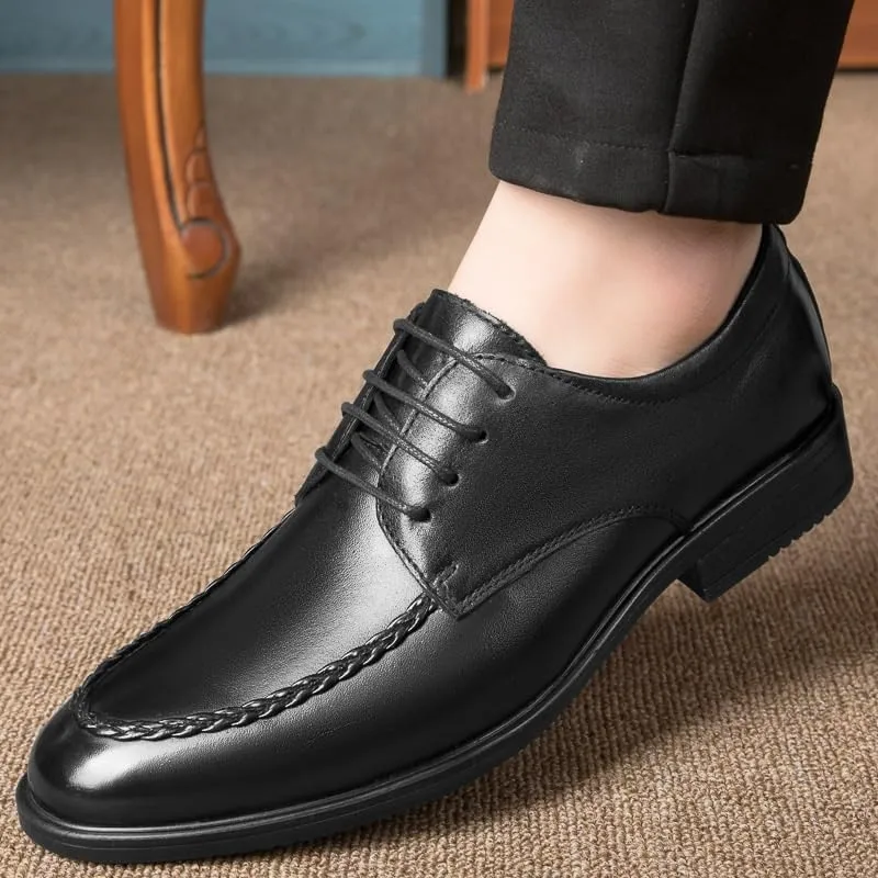 Men's Classic Tuxedo Shoes - Leather Lace-Up Oxfords for Wedding Formal Business Dress Shoes
