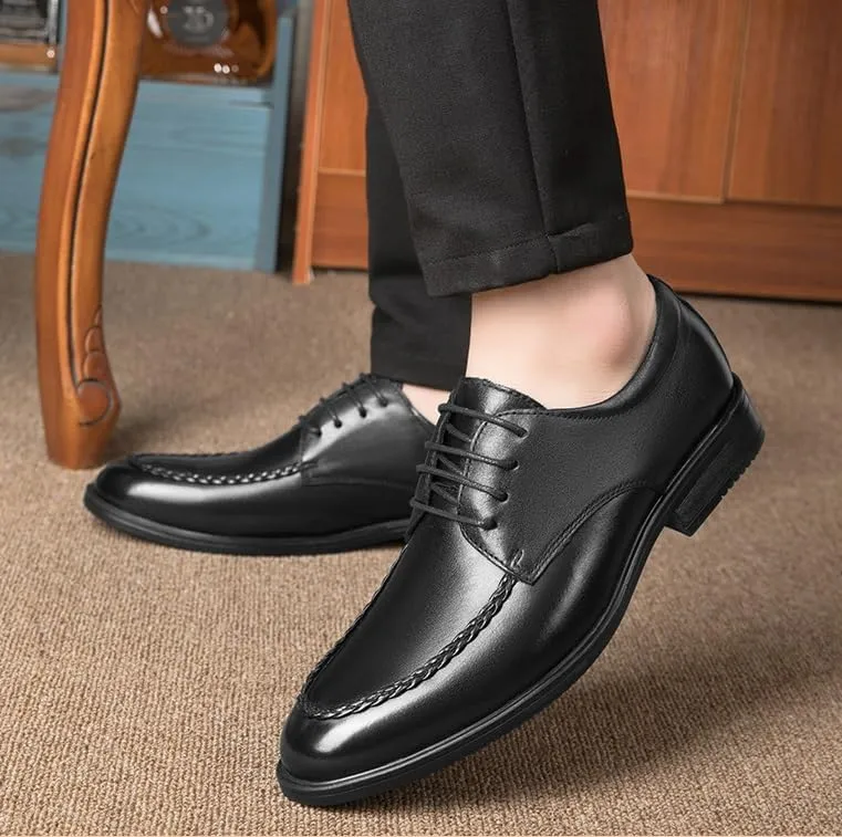 Men's Classic Tuxedo Shoes - Leather Lace-Up Oxfords for Wedding Formal Business Dress Shoes