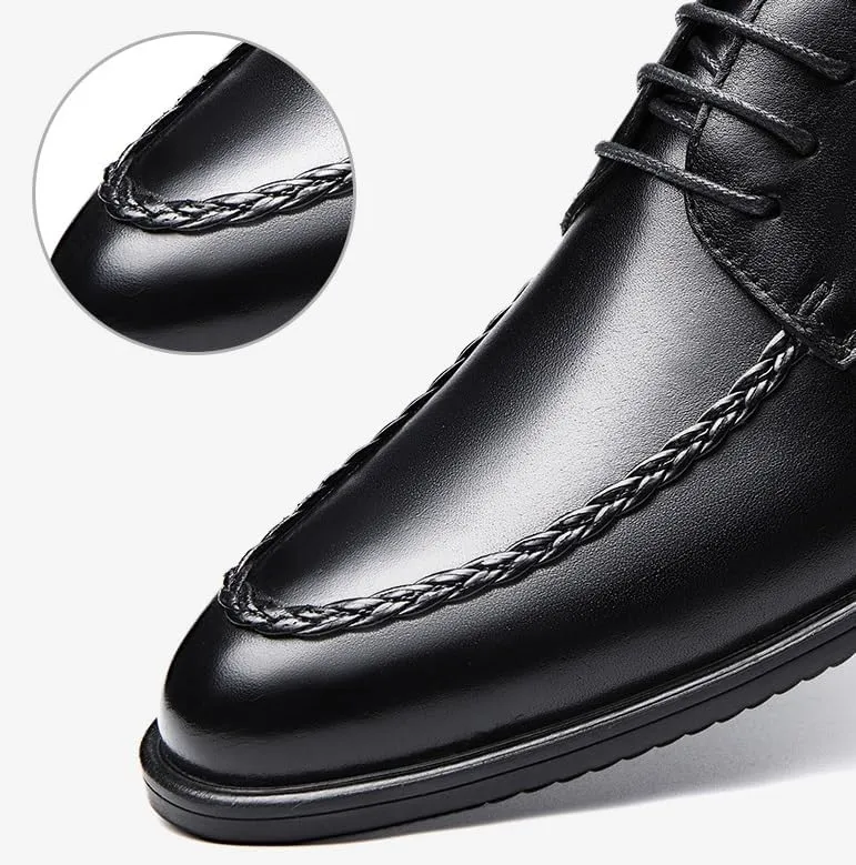 Men's Classic Tuxedo Shoes - Leather Lace-Up Oxfords for Wedding Formal Business Dress Shoes