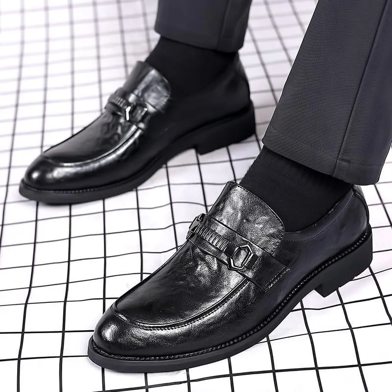 Mens Derby Shoes Casual Classic Low Top Leather Dress Shoes Vintage High Gloss Dress Shoes Lightweight(8)