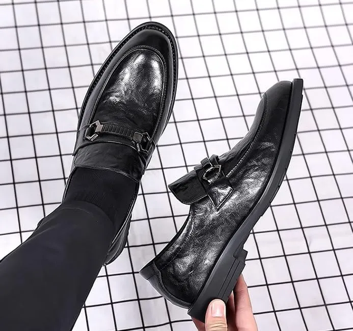 Mens Derby Shoes Casual Classic Low Top Leather Dress Shoes Vintage High Gloss Dress Shoes Lightweight(8)