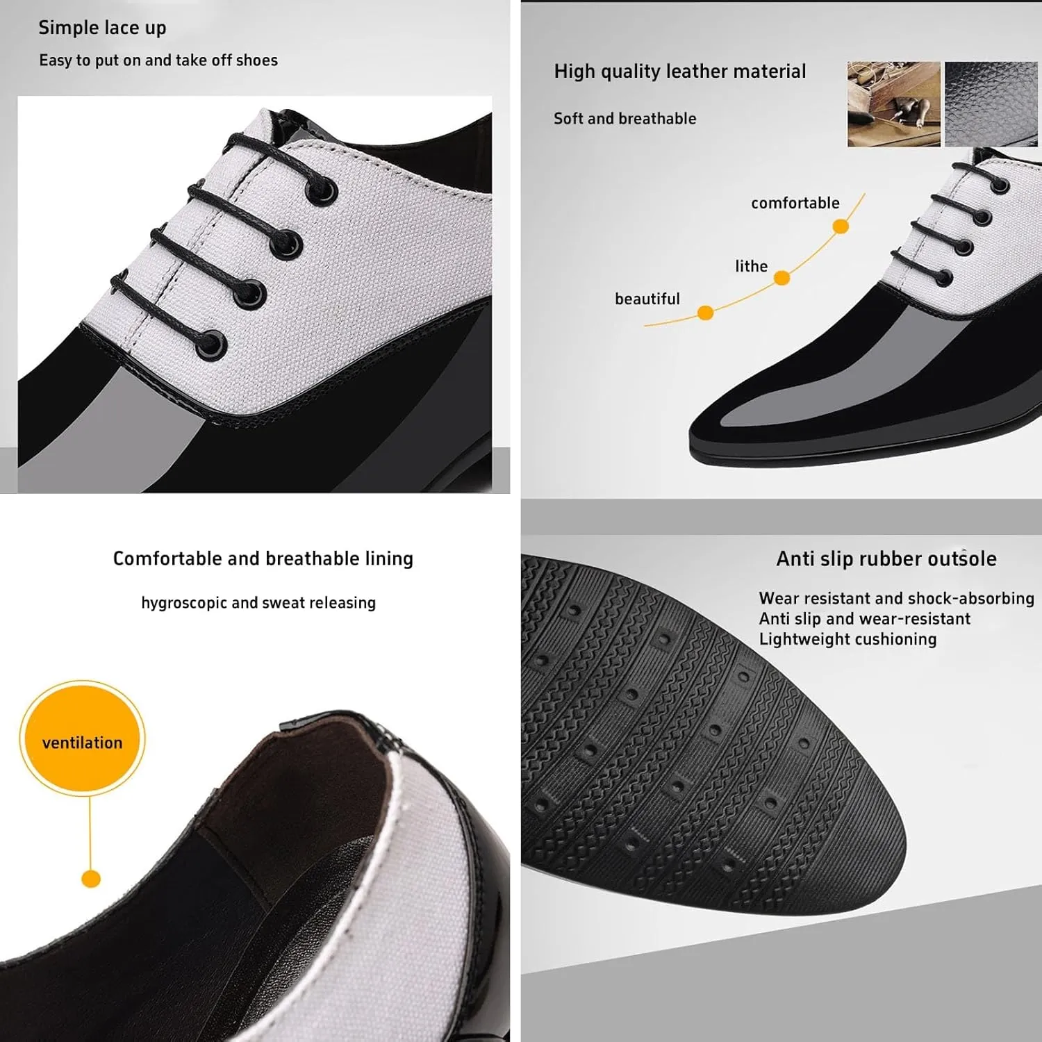 Mens Dress Shoes Casual Oxfords Lace Up Business Formal Dress Sneakers for Men