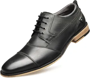 Men's Dress Shoes Leather Formal Business Oxford Derby Brogue Retro Dress Shoes for Men