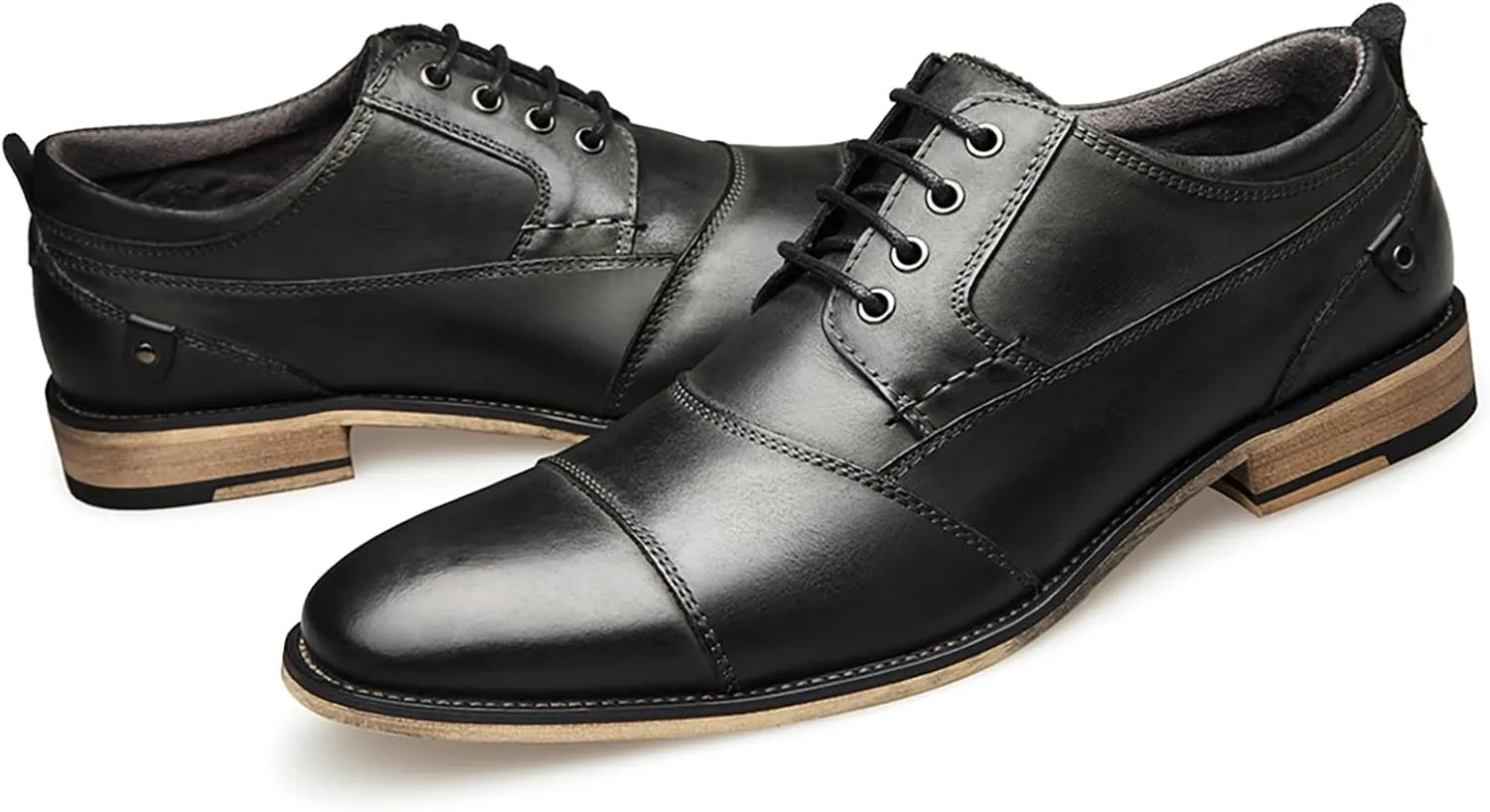 Men's Dress Shoes Leather Formal Business Oxford Derby Brogue Retro Dress Shoes for Men