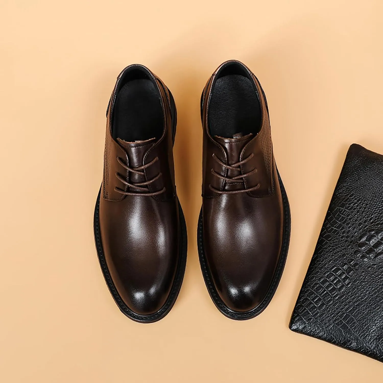 Men's Dress Shoes Leather Formal Business Oxford Derby Brogue Wingtip Retro Dress Shoes for Men
