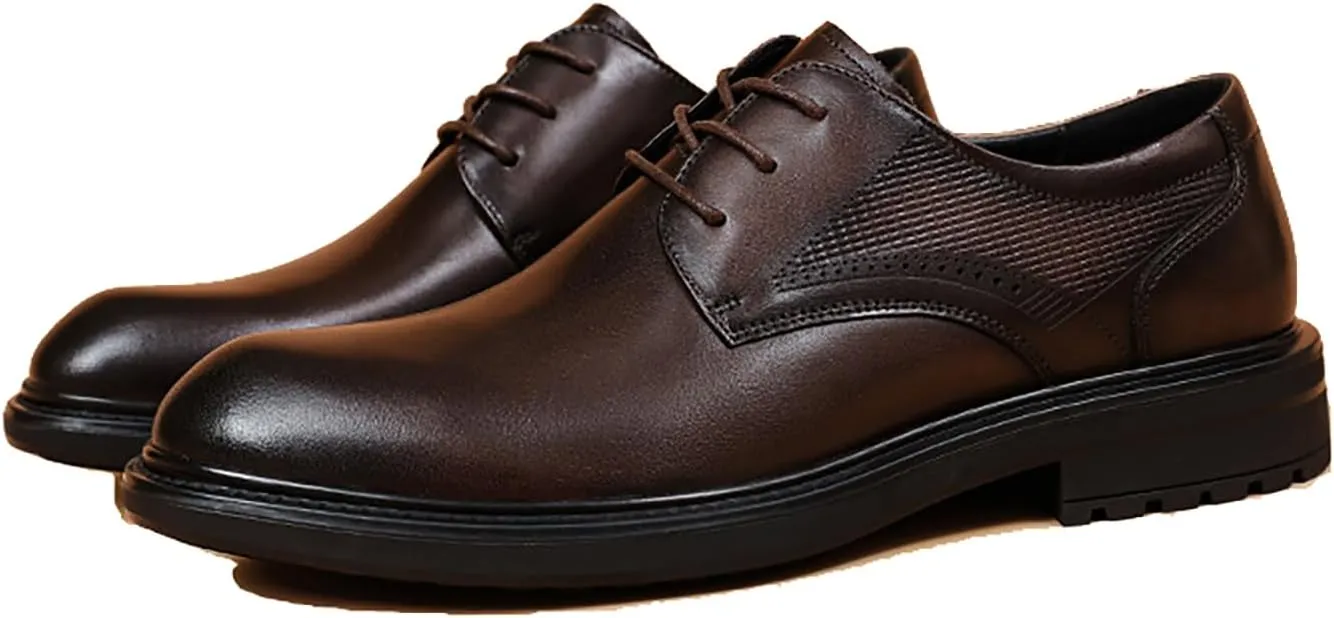 Men's Dress Shoes Leather Formal Business Oxford Derby Brogue Wingtip Retro Dress Shoes for Men