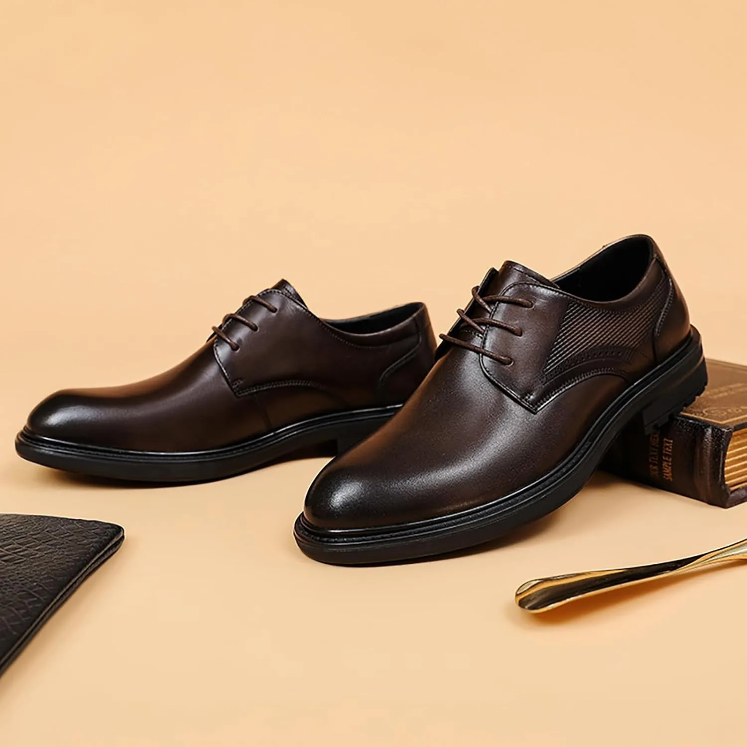 Men's Dress Shoes Leather Formal Business Oxford Derby Brogue Wingtip Retro Dress Shoes for Men