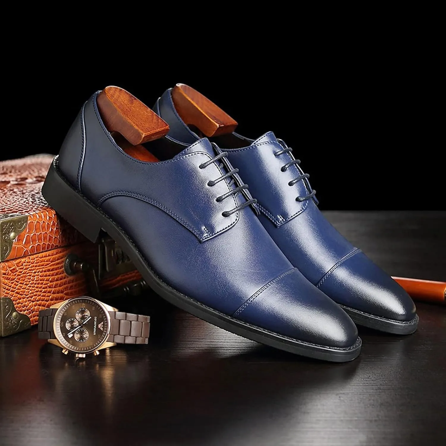 Mens Dress Shoes Men's Dress Shoes Leather Business Casual Shoes Men's Dress Office Shoes Men's Breathable Oxford Shoes(Brown,6.5)
