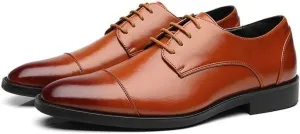 Mens Dress Shoes Men's Dress Shoes Leather Business Casual Shoes Men's Dress Office Shoes Men's Breathable Oxford Shoes(Brown,6.5)