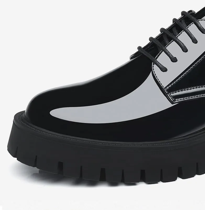 Mens Faux Patent Leather Dress Shoes Classic Lace-up Casual Business Formal Oxford