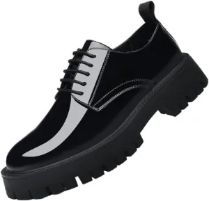 Mens Faux Patent Leather Dress Shoes Classic Lace-up Casual Business Formal Oxford