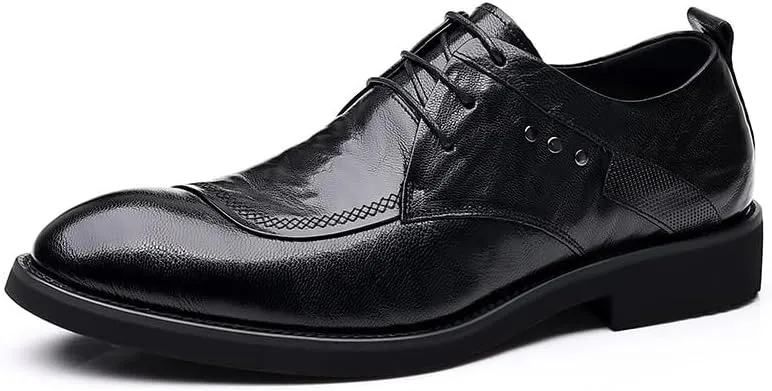 Men's Genuine Leather Low Dress Shoes Comfortable Fashion Casual Oxfords Shoes Breathable Lace-Up Mens Tuxedo Shoes