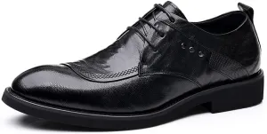 Men's Genuine Leather Low Dress Shoes Comfortable Fashion Casual Oxfords Shoes Breathable Lace-Up Mens Tuxedo Shoes