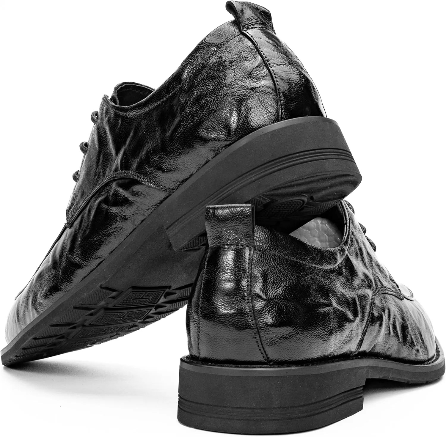 Men's Glossy Oxford Dress Shoes – Black PU Leather Formal Shoes for Weddings, Interviews, and Business Events – Sleek Elegant Lace-Up Design