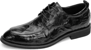 Men's Glossy Oxford Dress Shoes – Black PU Leather Formal Shoes for Weddings, Interviews, and Business Events – Sleek Elegant Lace-Up Design