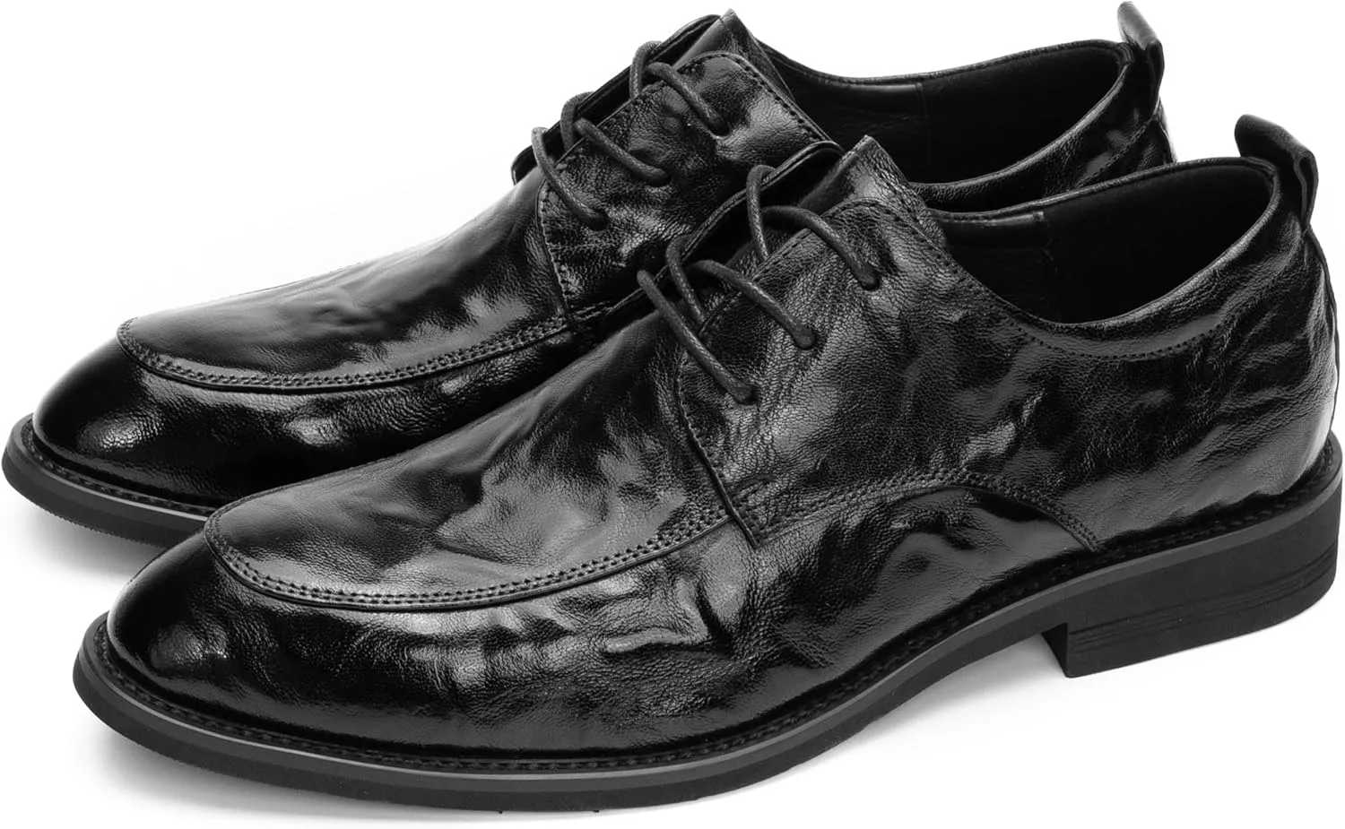 Men's Glossy Oxford Dress Shoes – Black PU Leather Formal Shoes for Weddings, Interviews, and Business Events – Sleek Elegant Lace-Up Design