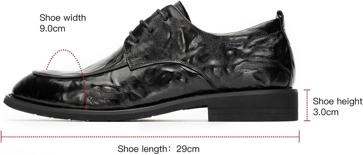 Men's Glossy Oxford Dress Shoes – Black PU Leather Formal Shoes for Weddings, Interviews, and Business Events – Sleek Elegant Lace-Up Design