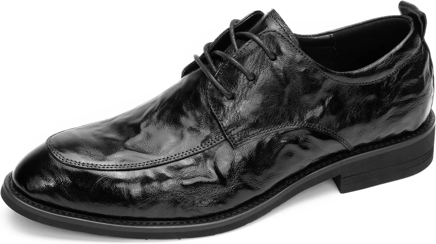 Men's Glossy Oxford Dress Shoes – Black PU Leather Formal Shoes for Weddings, Interviews, and Business Events – Sleek Elegant Lace-Up Design