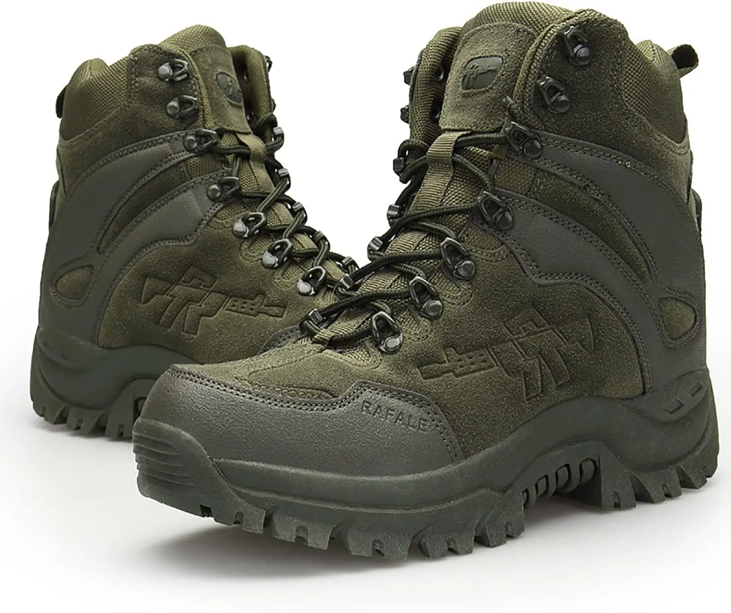 Mens High-top Outdoor Combat Boots, Durable Suede Leather and Rubber Sole Military Work and Desert Boots, for Hiking Camping Lace-up Sports Trekking Boots