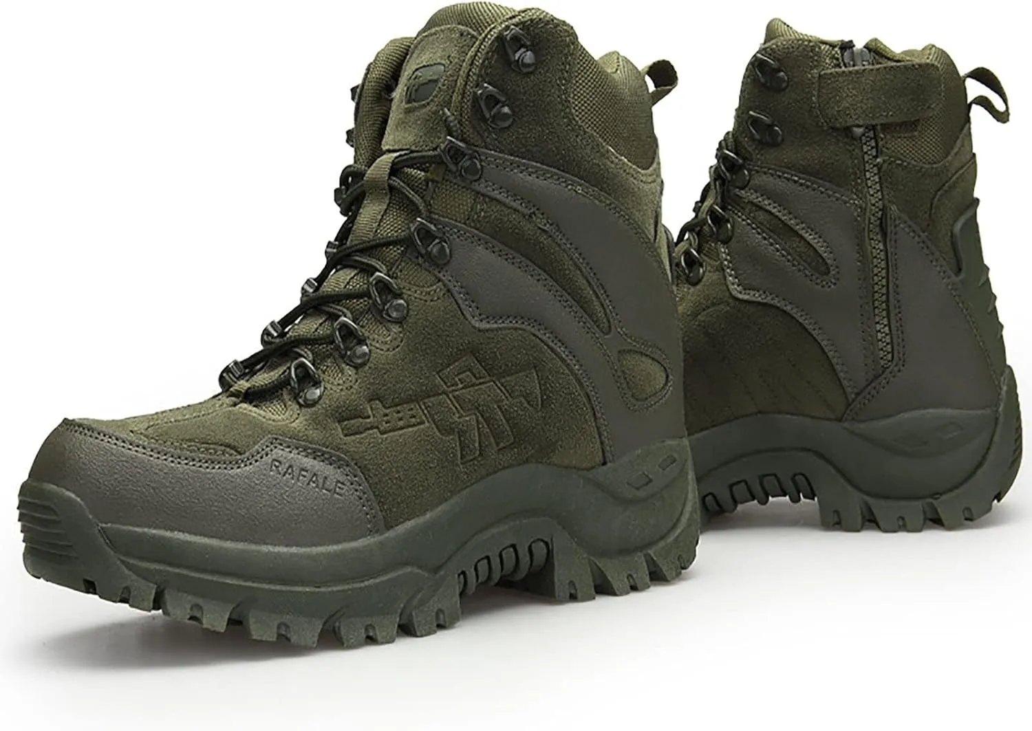 Mens High-top Outdoor Combat Boots, Durable Suede Leather and Rubber Sole Military Work and Desert Boots, for Hiking Camping Lace-up Sports Trekking Boots