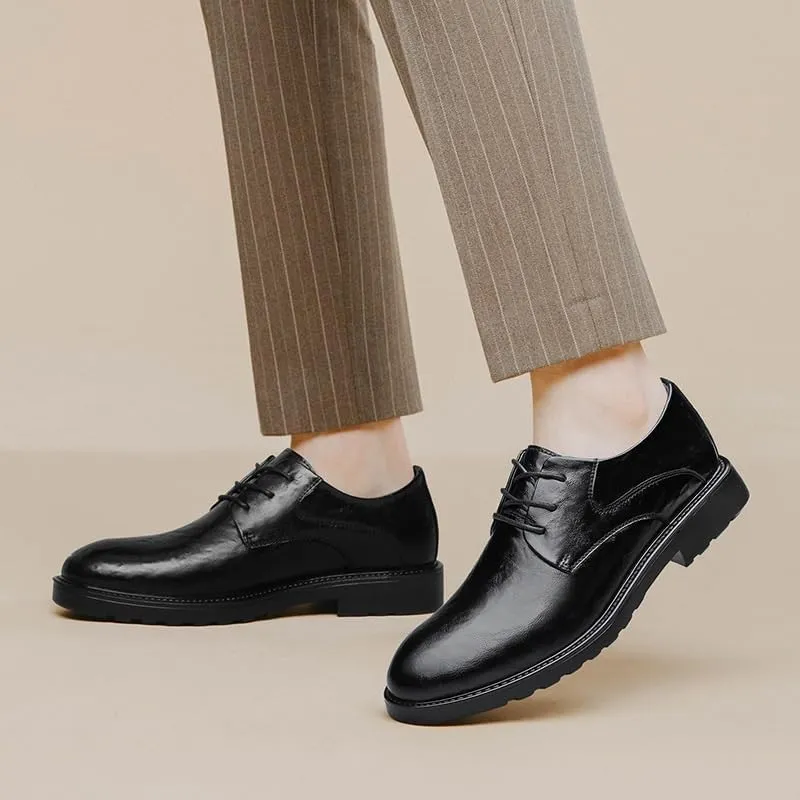 Men's Lace-up Dress Shoes - Comfortable Leather Oxfords Shoes for Business with Arch Support