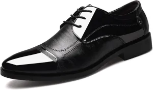 Men's Lace Up Dress Shoes Oxfords Classic Formal Patent Leather Tuxedo Shoes Business Wedding Derby Shoes