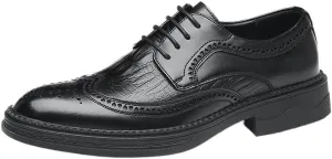 Men's Leather Formal Tuxedo Lace Up Dress Shoes Classical Style Men's Breathable Hollow Business Casual Pointed Shoes Dress Shoes Men Formal Oxfords