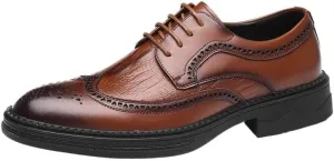 Men's Leather Formal Tuxedo Lace Up Dress Shoes Classical Style Men's Breathable Hollow Business Casual Pointed Shoes Dress Shoes Men Formal Oxfords