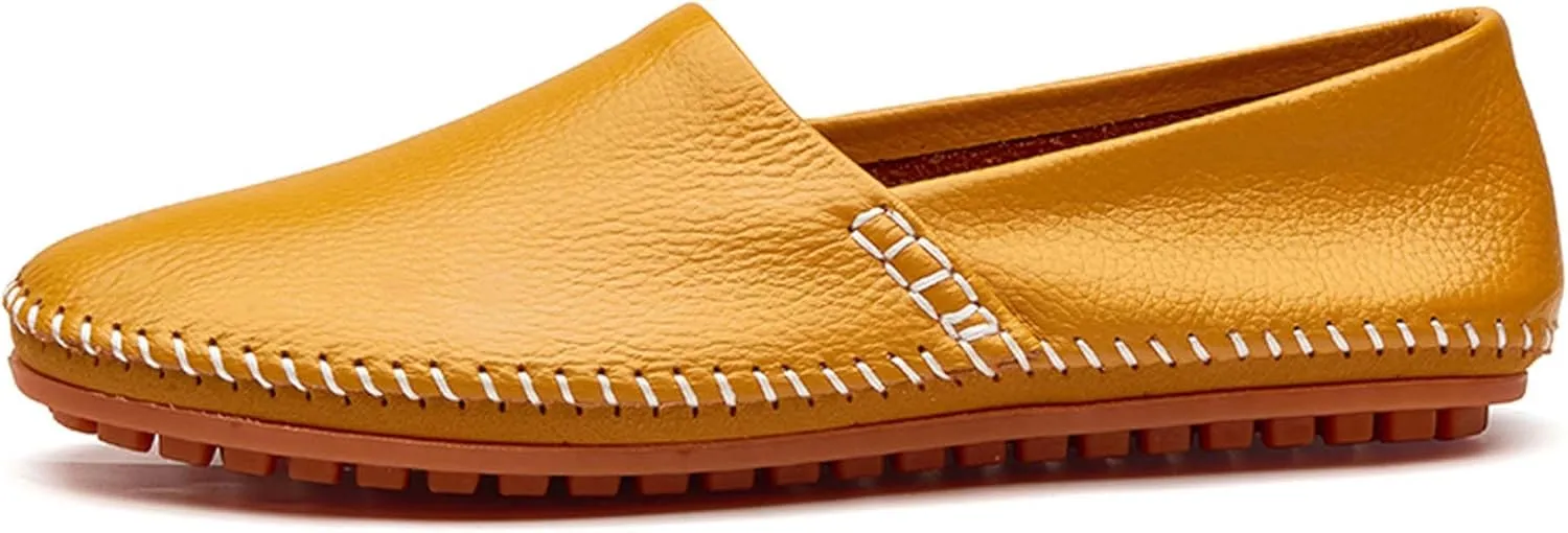Men's Leather Loafers, Casual Flats, Lightweight Design, Hand-Stitched, Comfortable, Soft, Stylish, Suitable for Daily Travel, Driving, Going Out, Dating and Other Occasions wear All Seasons